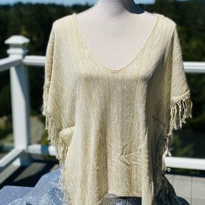One Size / Beige Tunic Coverup with fringes *SOLD*